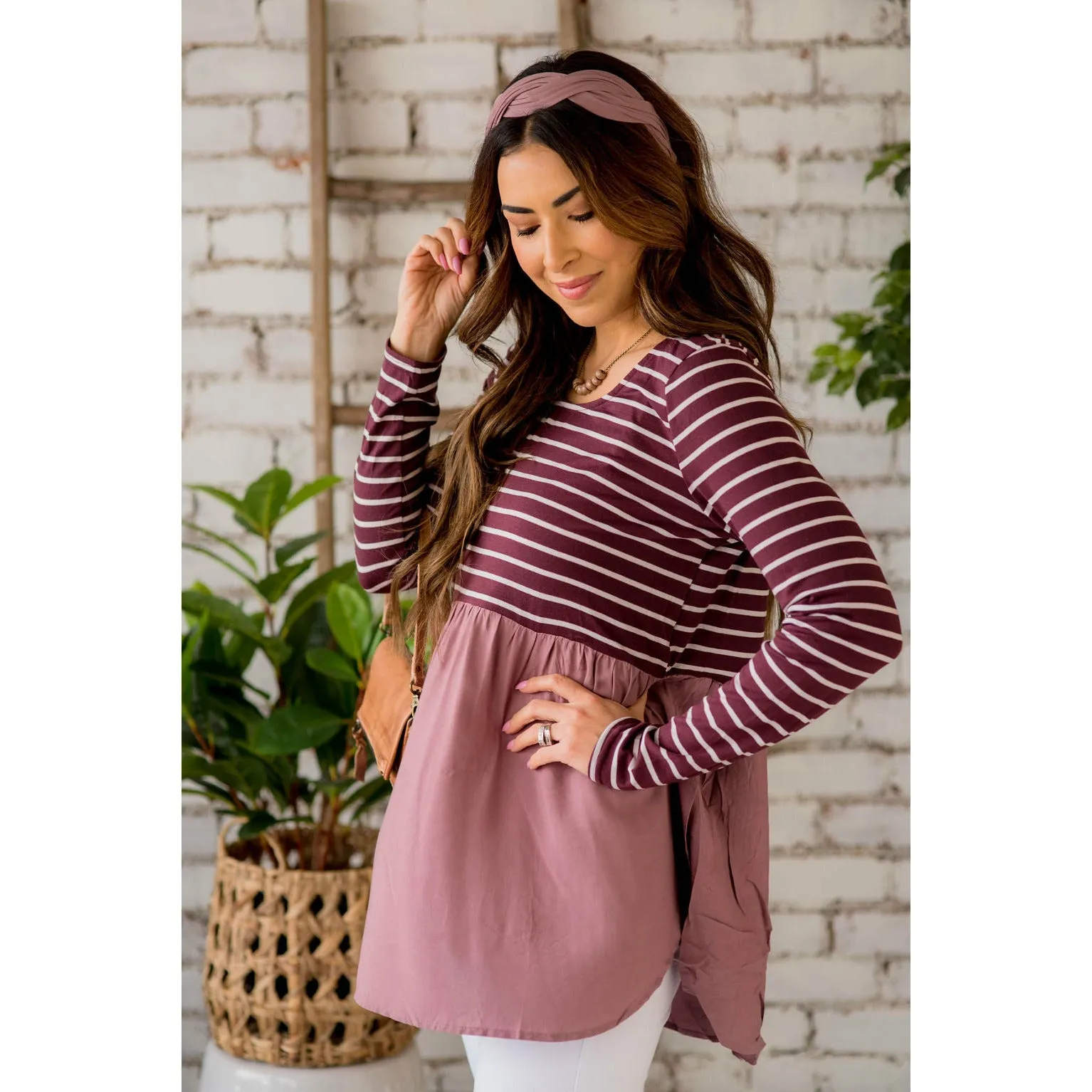 Striped Top Peplum Blouse