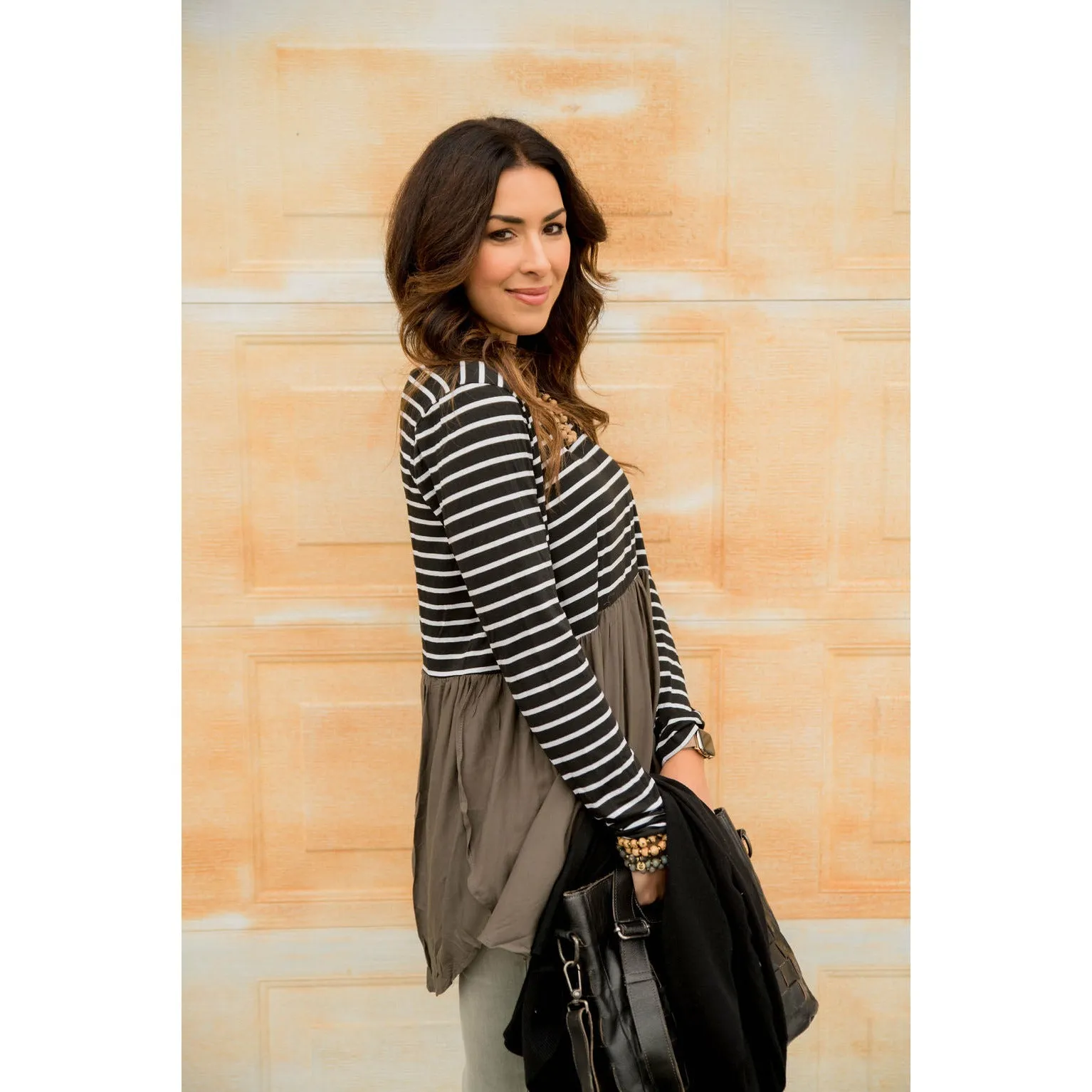 Striped Top Peplum Blouse