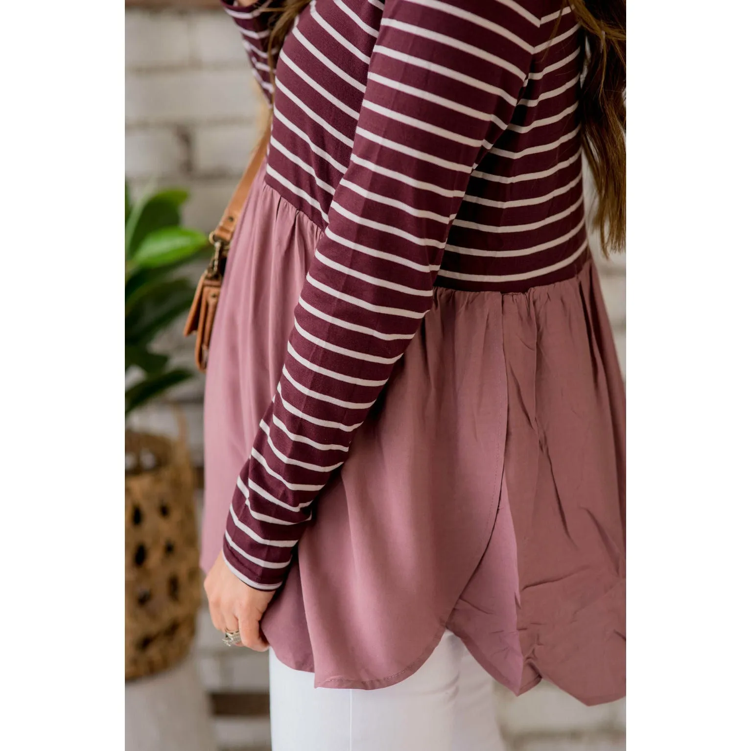 Striped Top Peplum Blouse