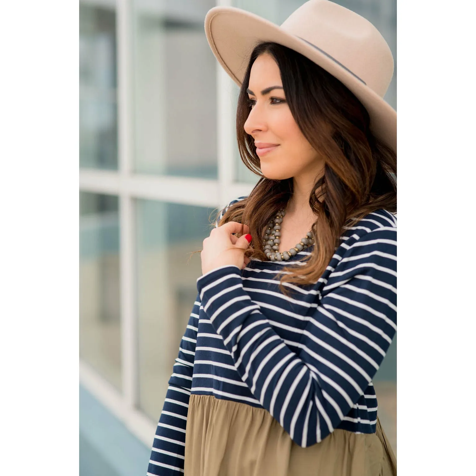 Striped Top Peplum Blouse