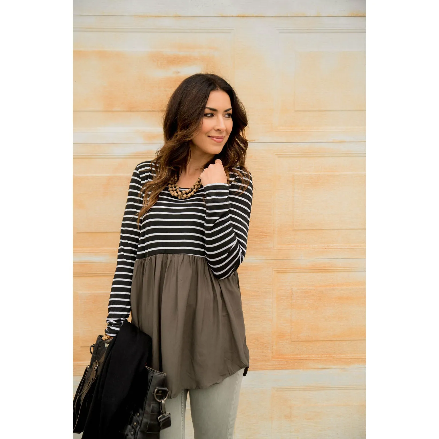 Striped Top Peplum Blouse