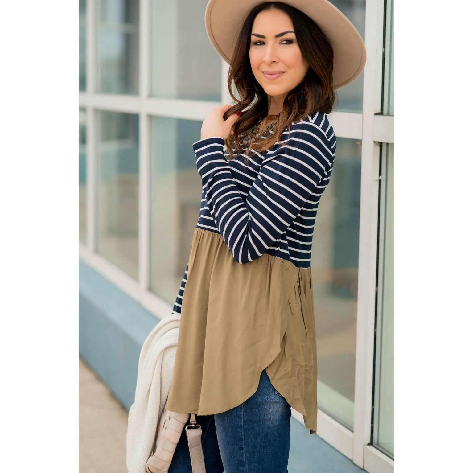 Striped Top Peplum Blouse