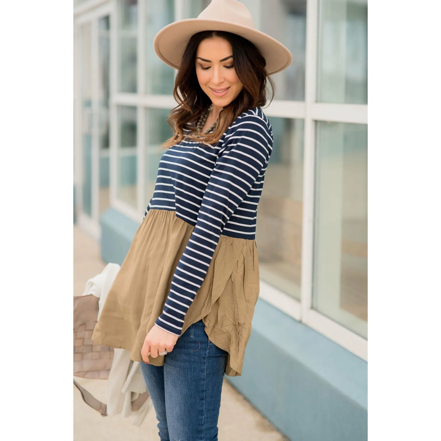 Striped Top Peplum Blouse