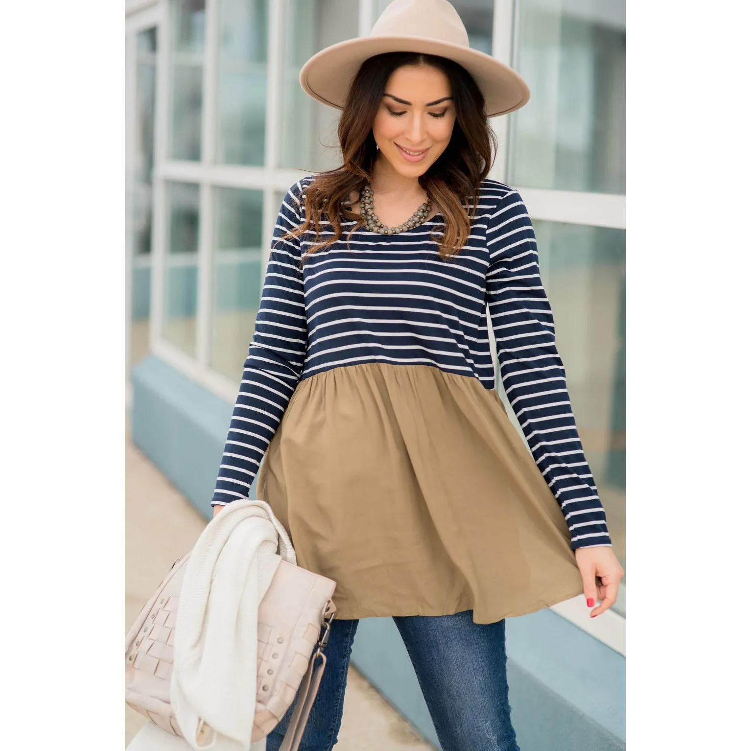 Striped Top Peplum Blouse