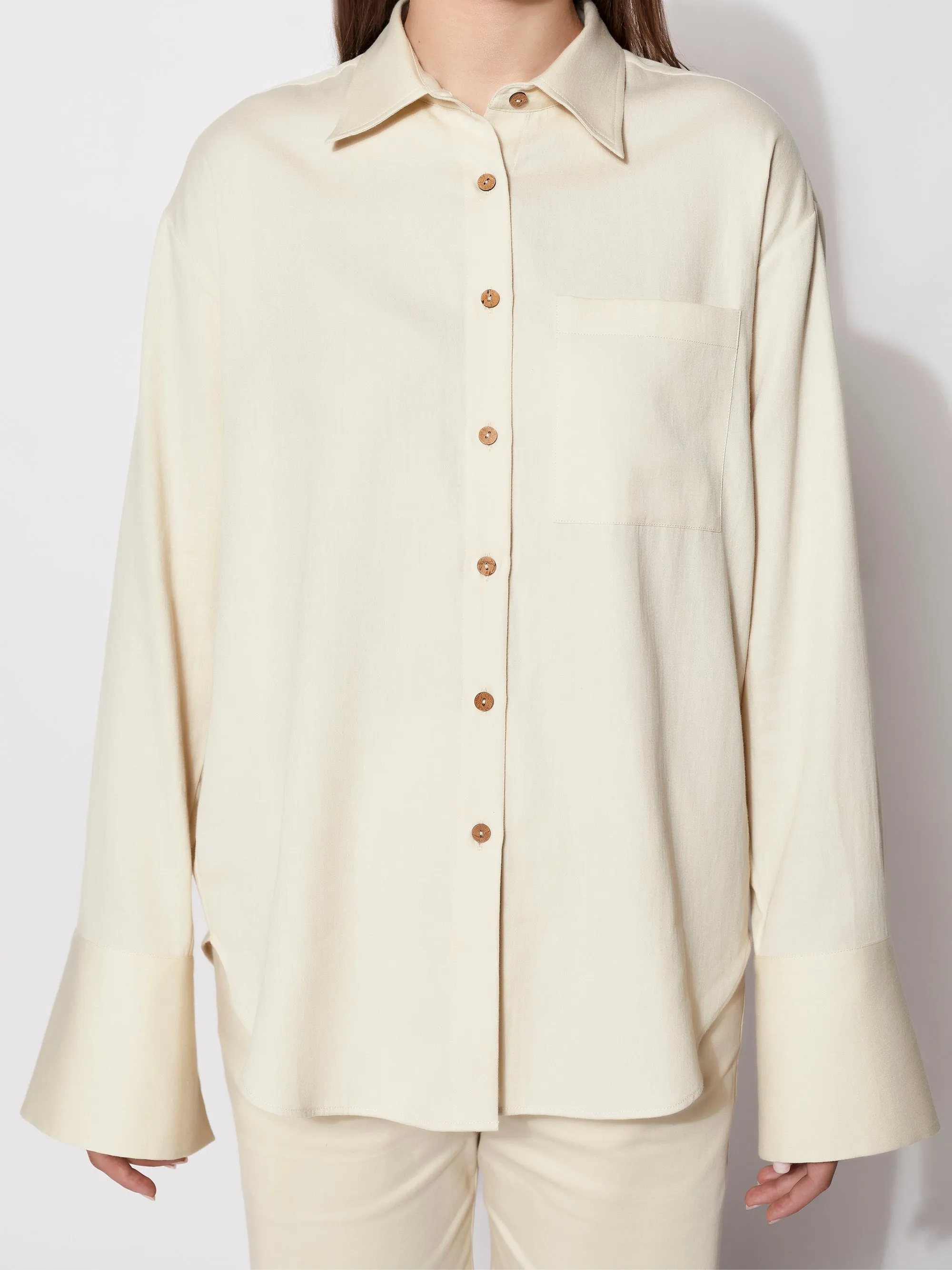 Sustainable Organic Alvyia Natural Collared Long Sleeve Shirt