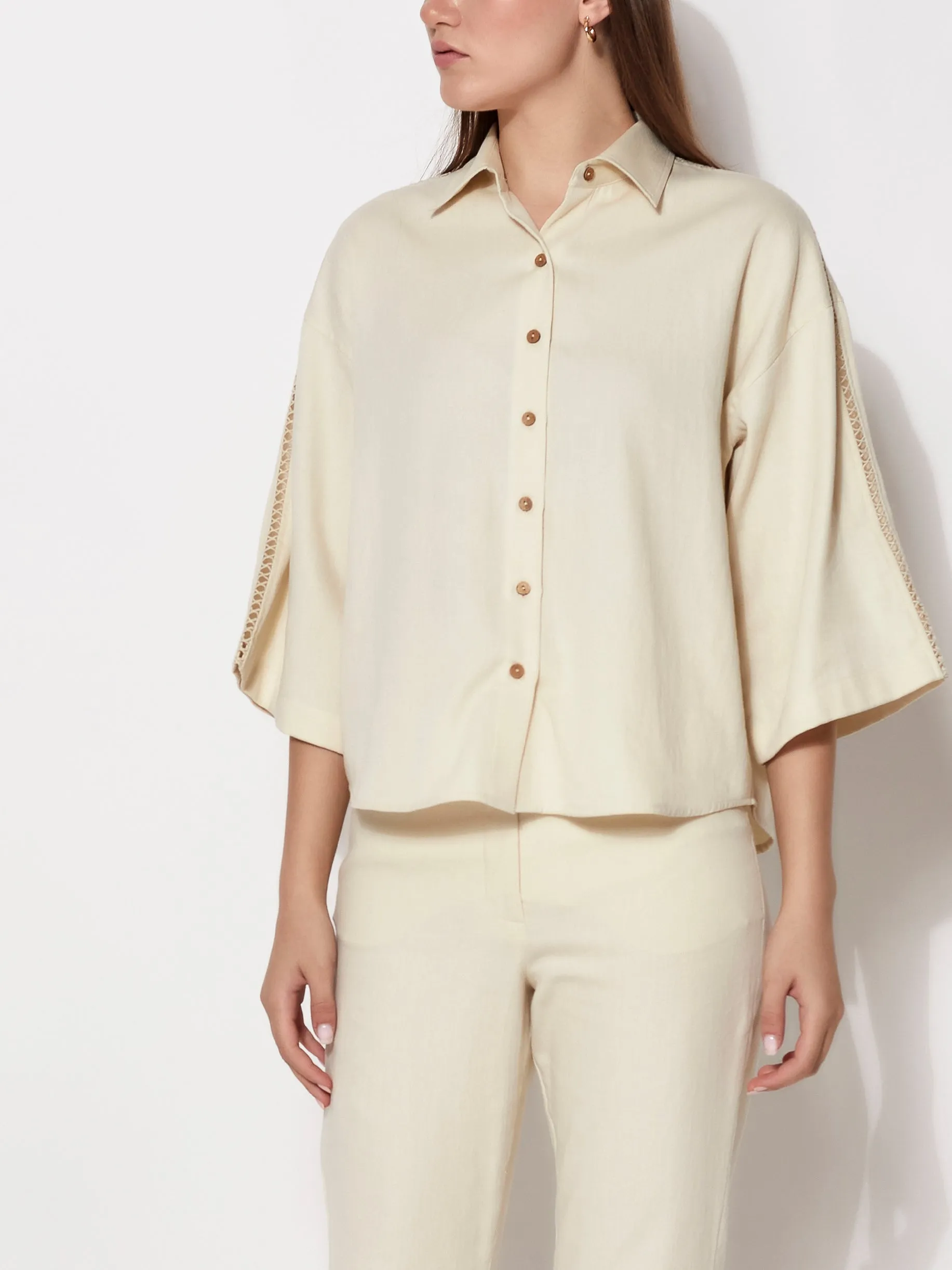 Sustainable Organic Alvyia Natural Collared Short Sleeve Shirt