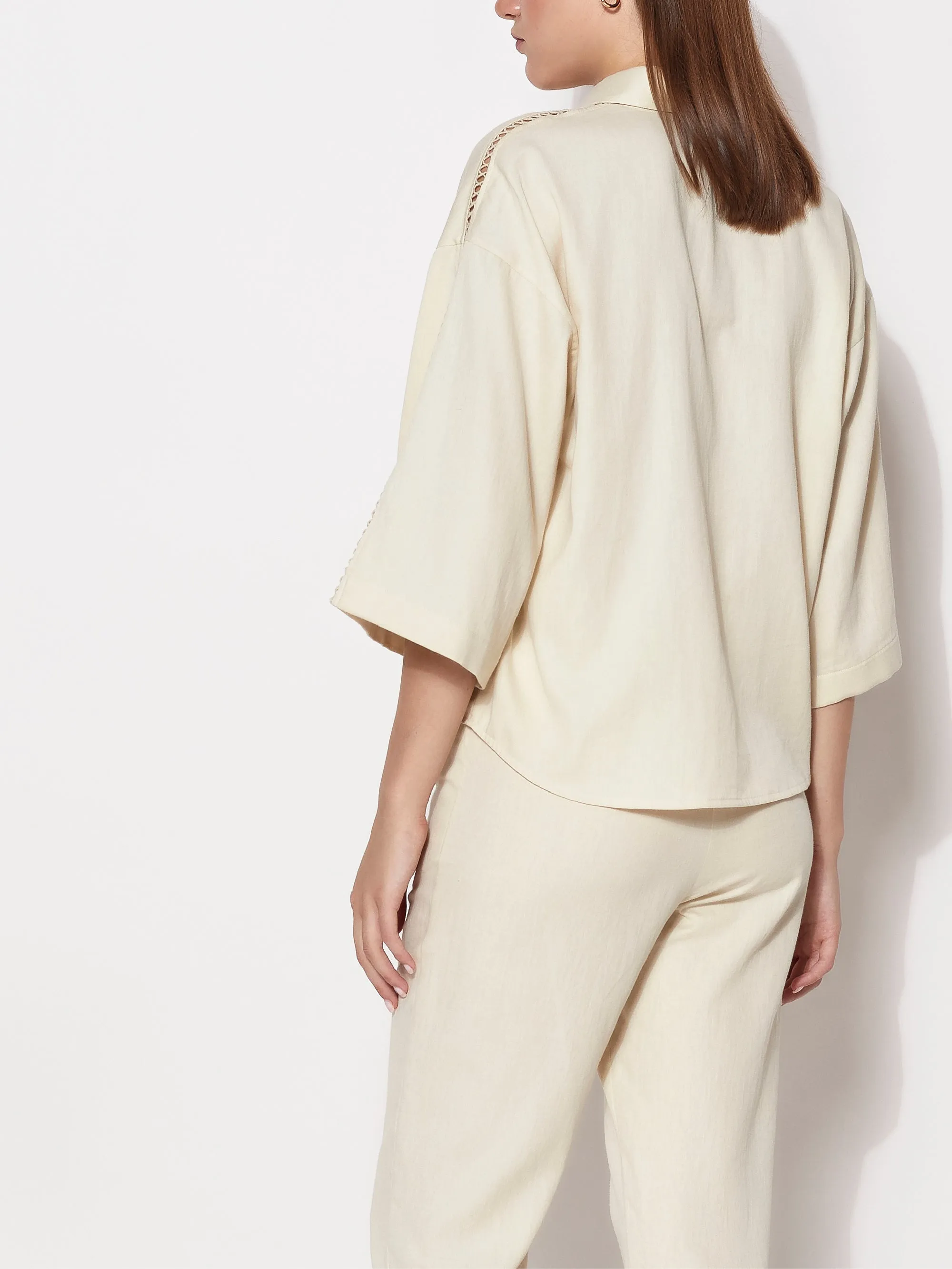 Sustainable Organic Alvyia Natural Collared Short Sleeve Shirt