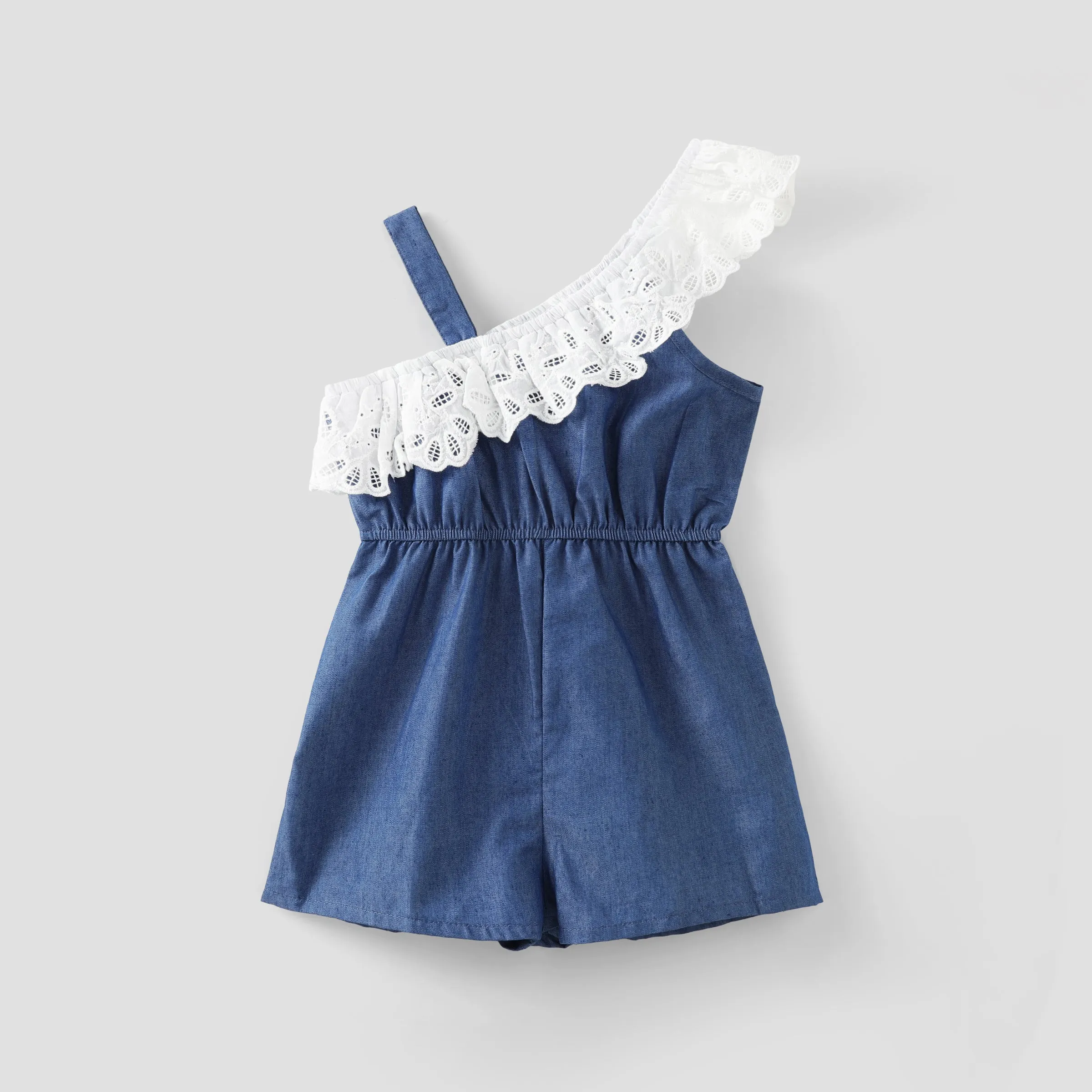 Toddler Girl Schiffy Design Sleeveless Denim Romper Jumpsuit Shorts