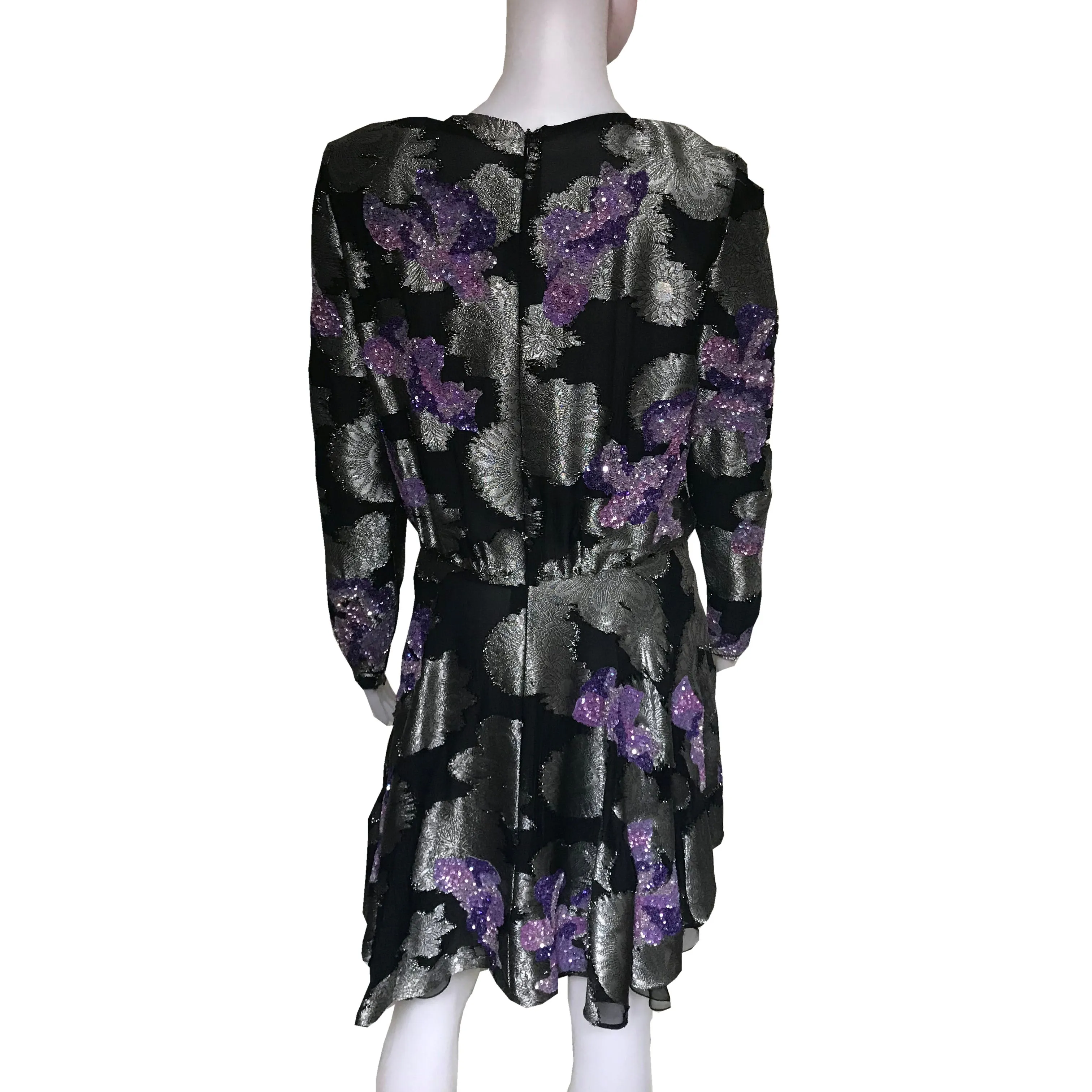 Vintage 1980s Floral Sequined Cocktail Dress