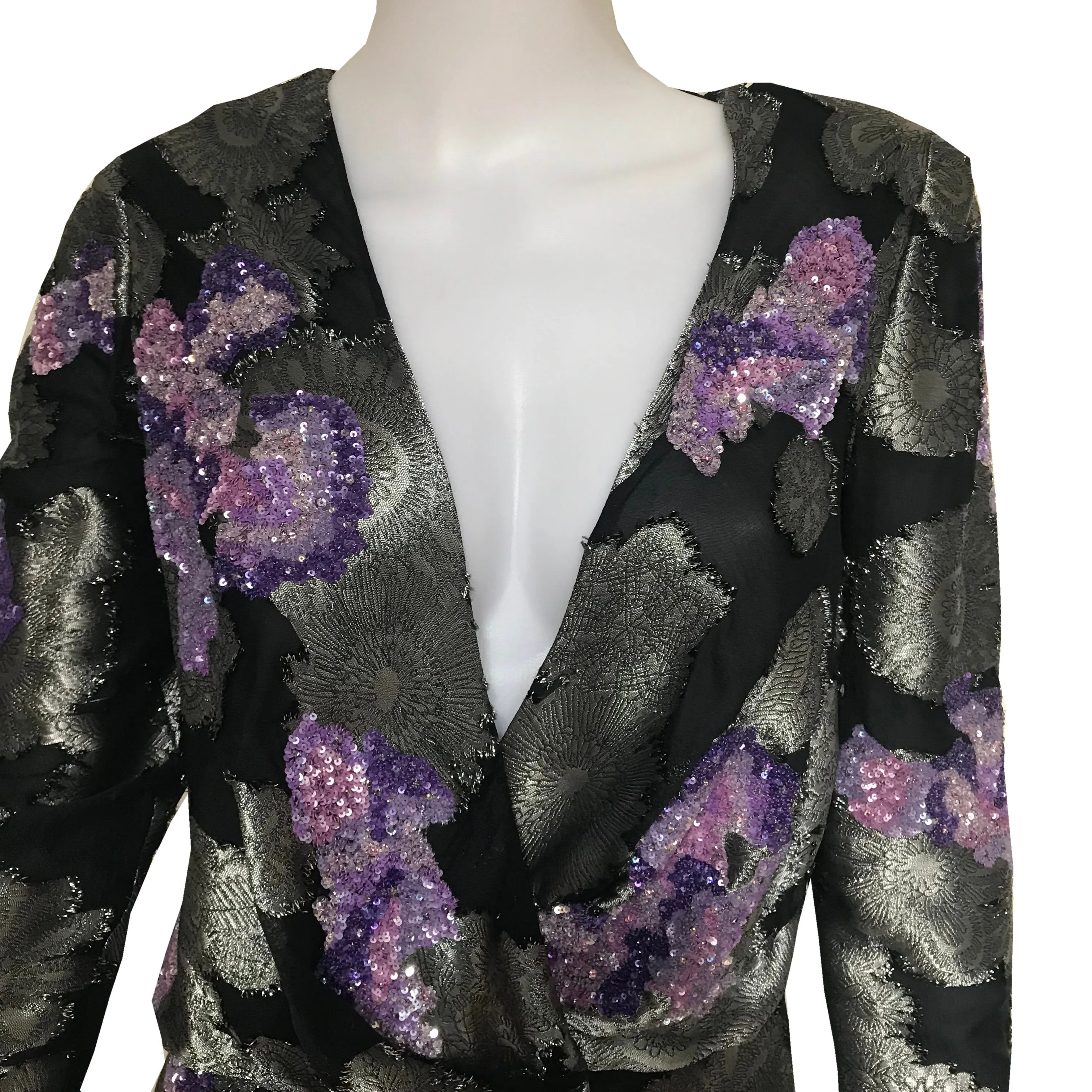 Vintage 1980s Floral Sequined Cocktail Dress