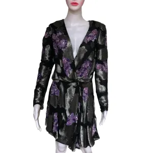 Vintage 1980s Floral Sequined Cocktail Dress