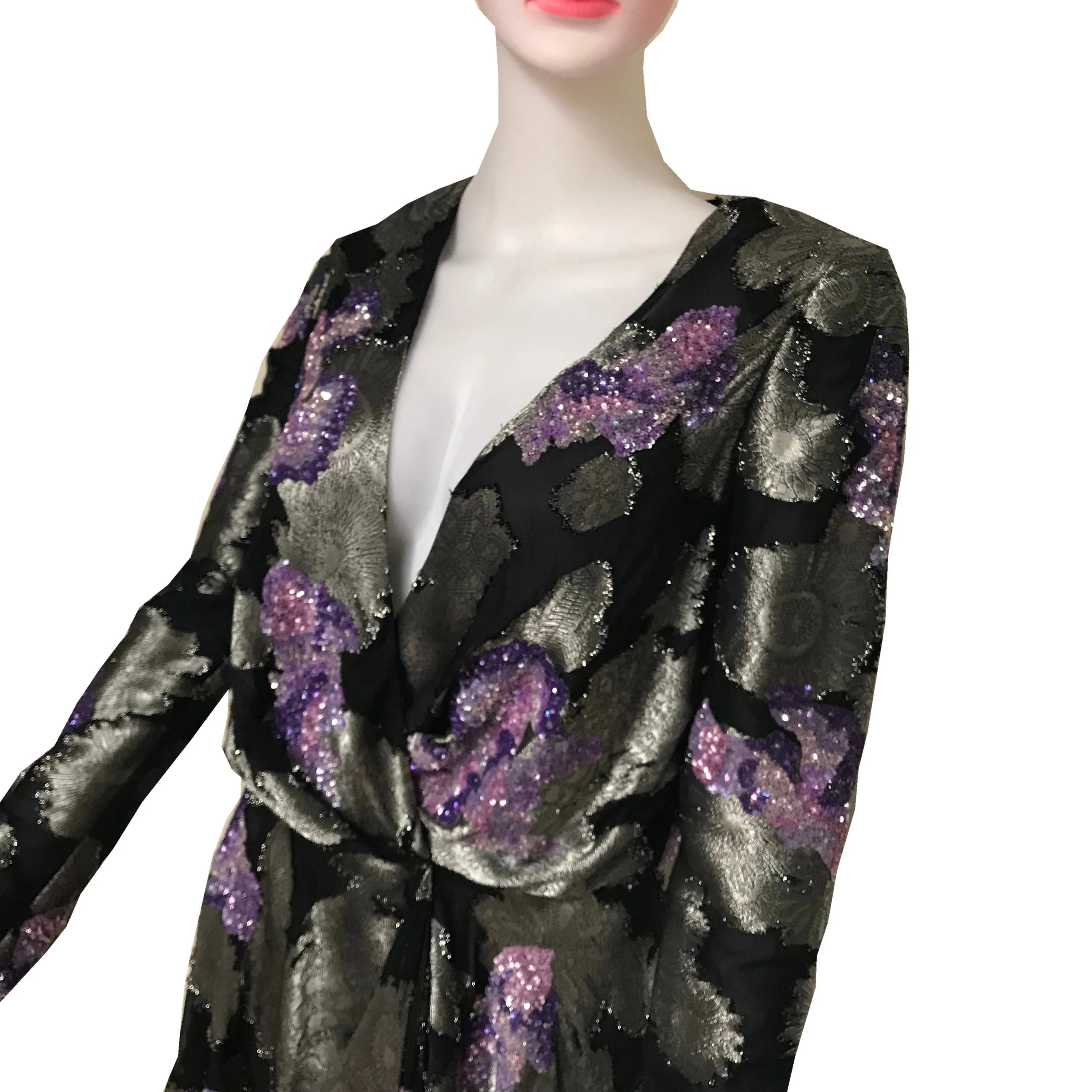 Vintage 1980s Floral Sequined Cocktail Dress