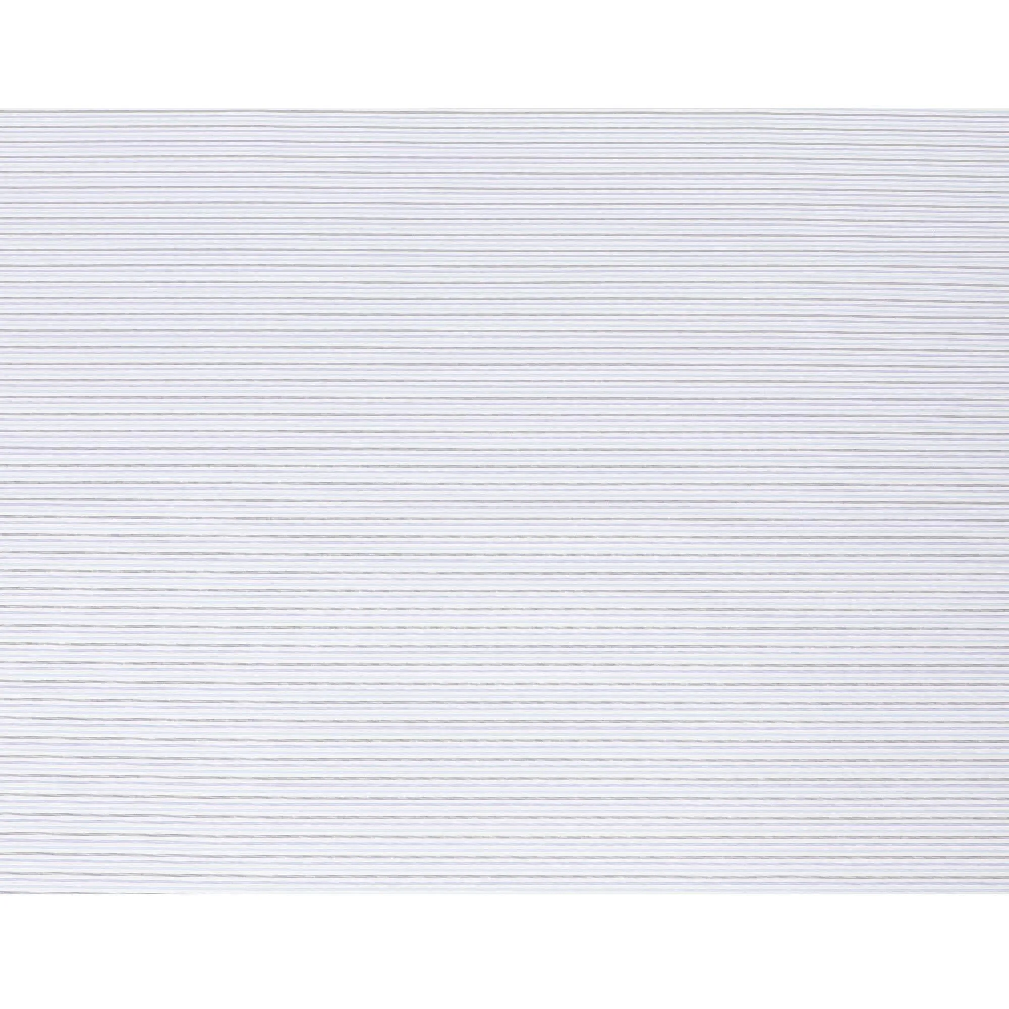 White blended Cotton shirting fabric with black, blue and baby blue print in stripe design-D6354