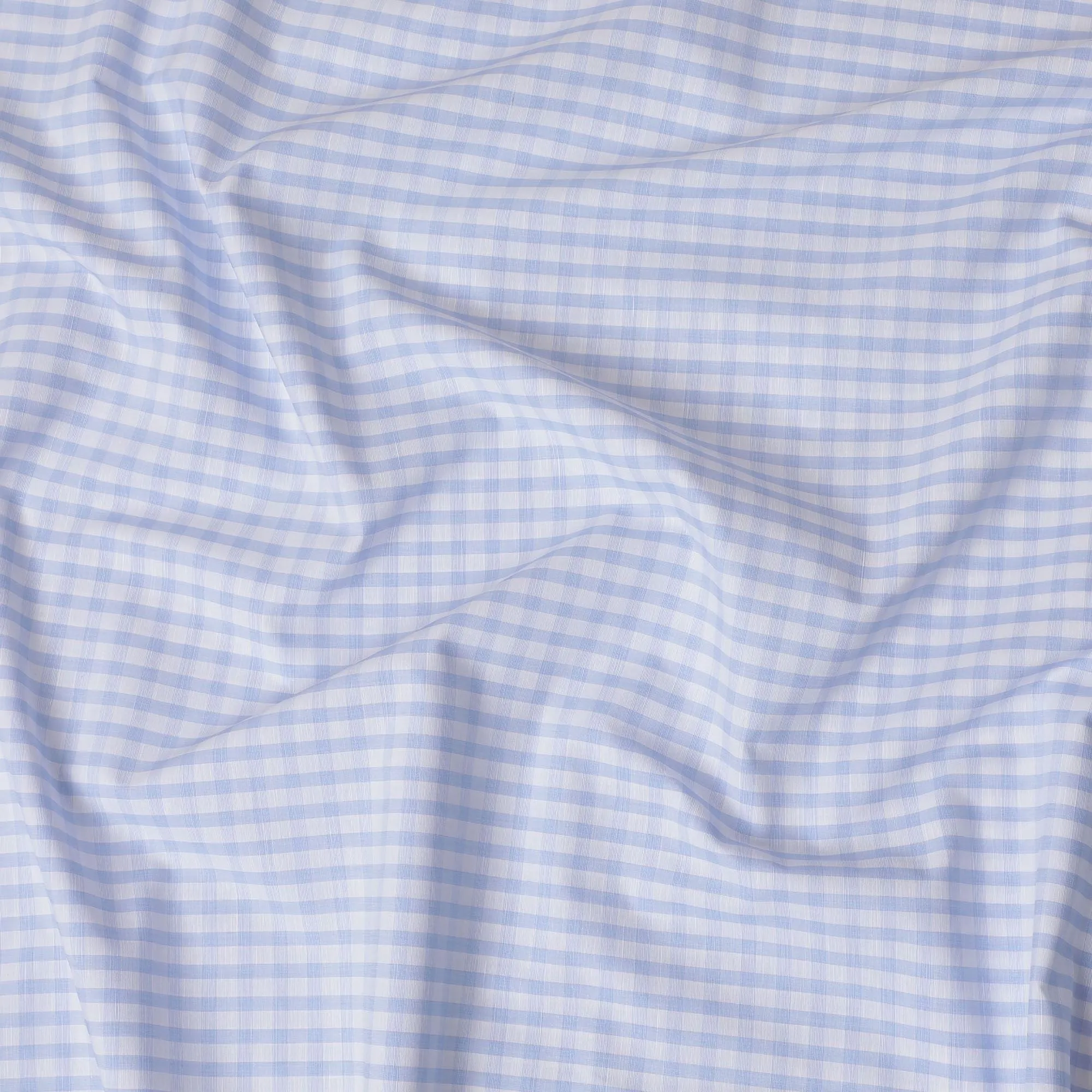 White Premium 100% cotton shirting fabric with turquoise baby blue print in checks design-D16844