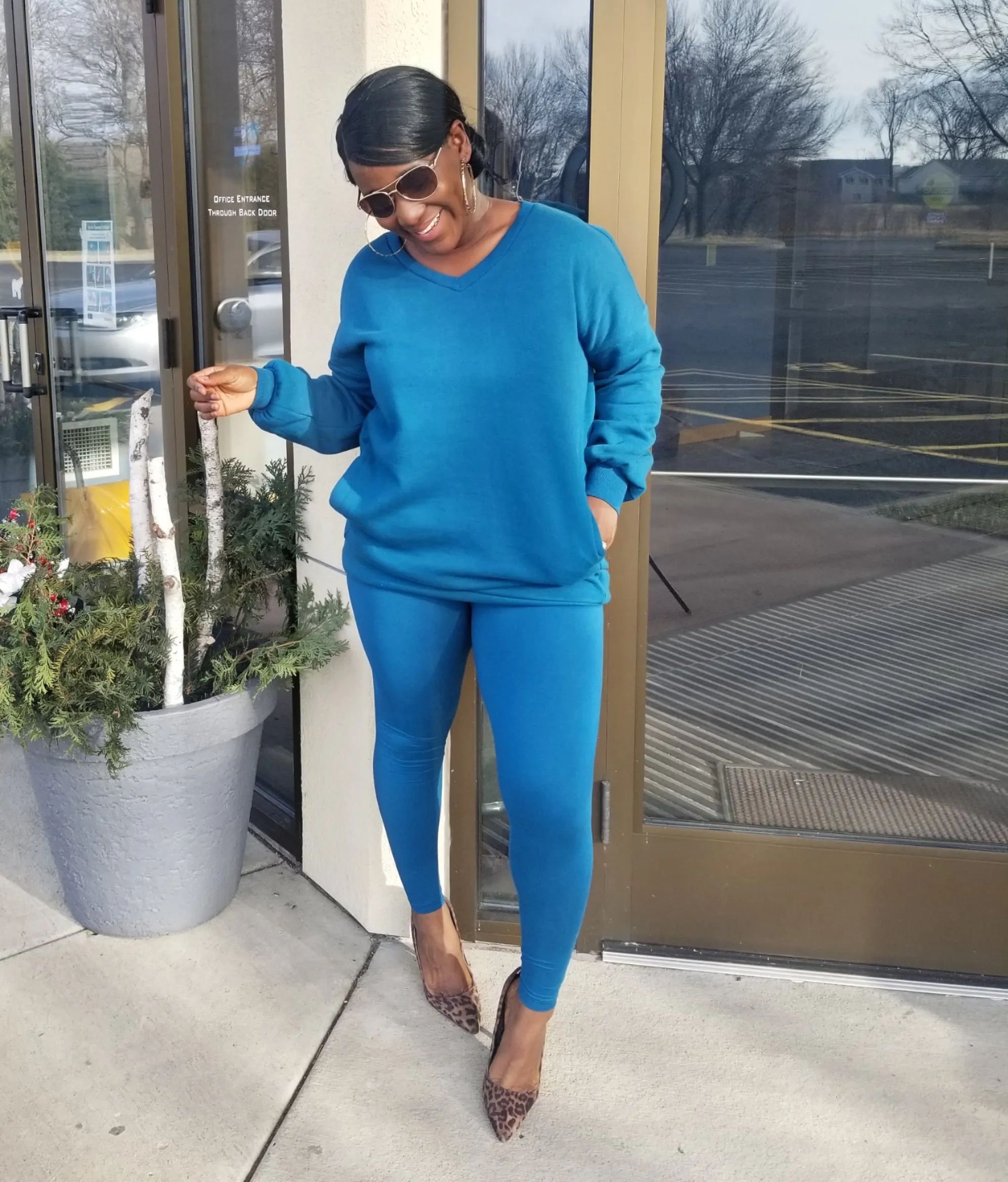 Women's 2 Piece Outfits Sweater And Pajama Set Long Sleeve Top Wide Leg Pants Loungewear